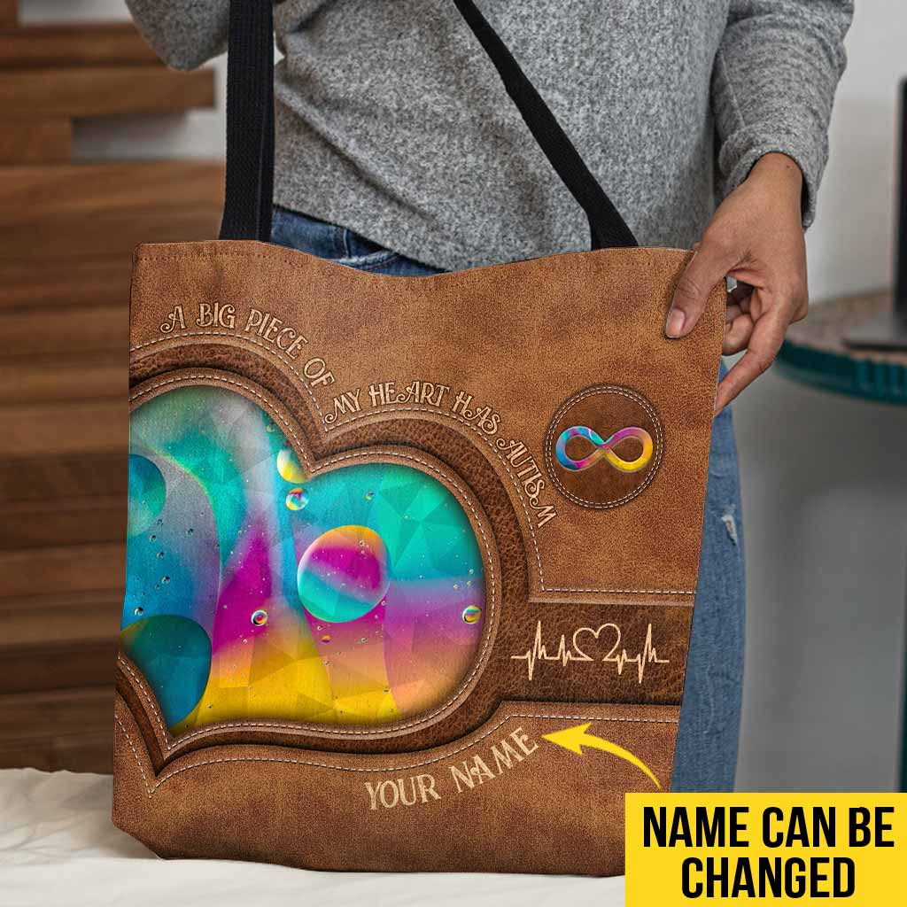 Un morceau de mon cœur - Sac fourre-tout personnalisé pour la sensibilisation à l'autisme