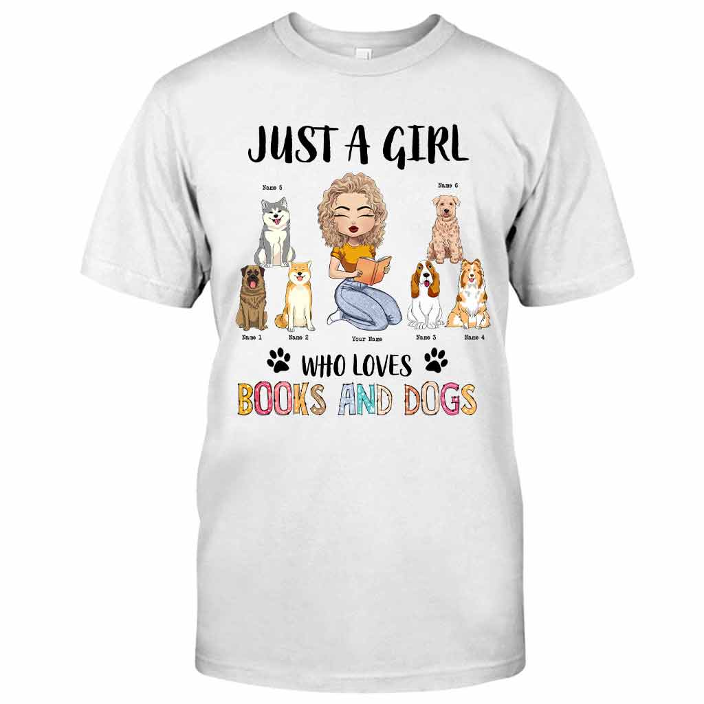 Juste une fille qui aime les livres et les chiens - T-shirt et sweat à capuche personnalisés avec des livres