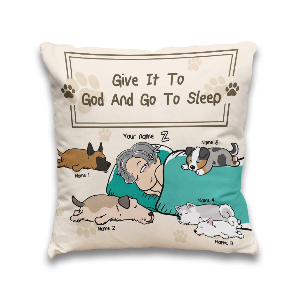 Confie-le à Dieu et dors - Coussin décoratif personnalisé pour chien