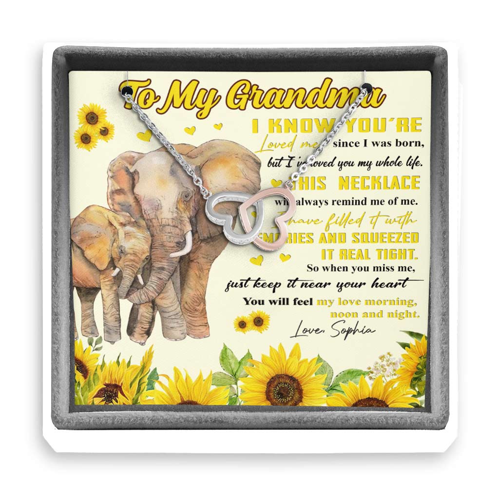 Je t'aime depuis toujours - Collier personnalisé « Je t'aime ma grand-mère » avec deux cœurs, pour la fête des mères