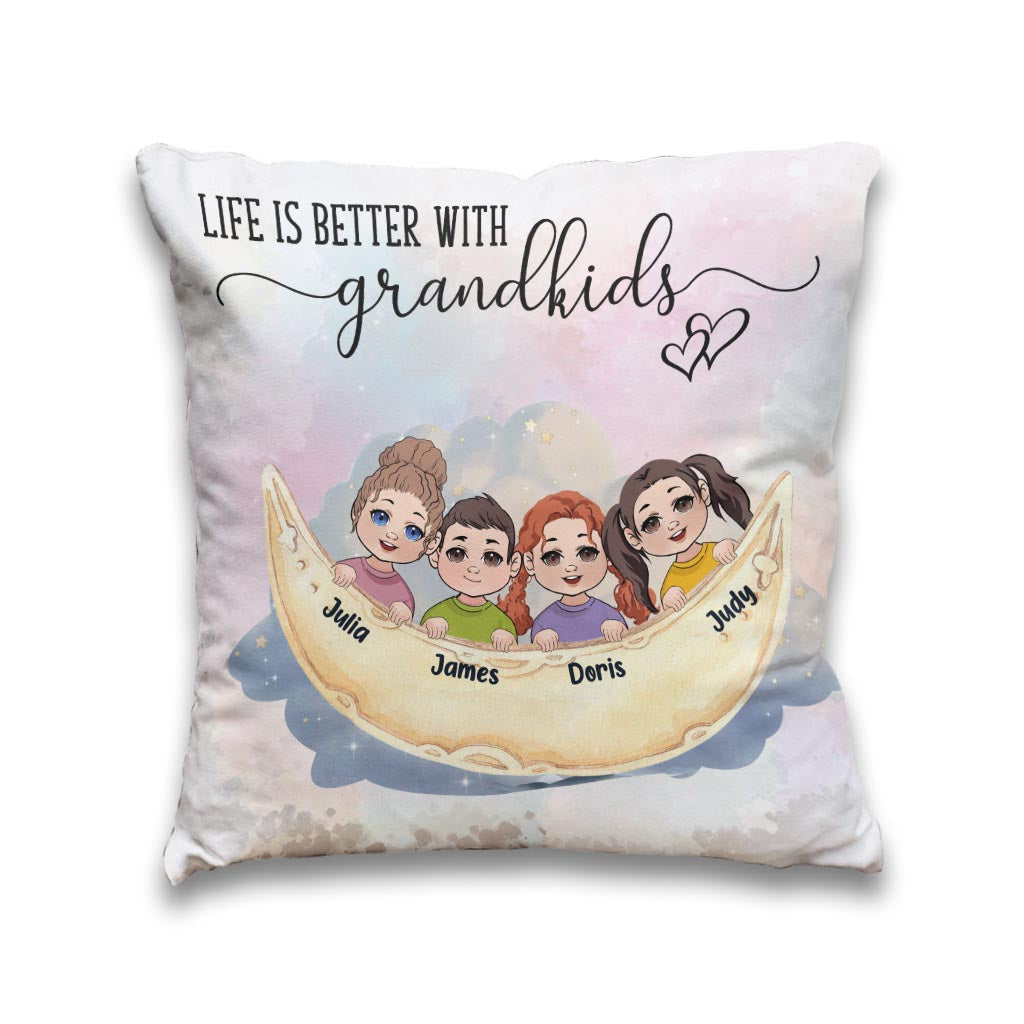 La vie est plus belle avec des petits-enfants - Coussin décoratif personnalisé pour grand-mère