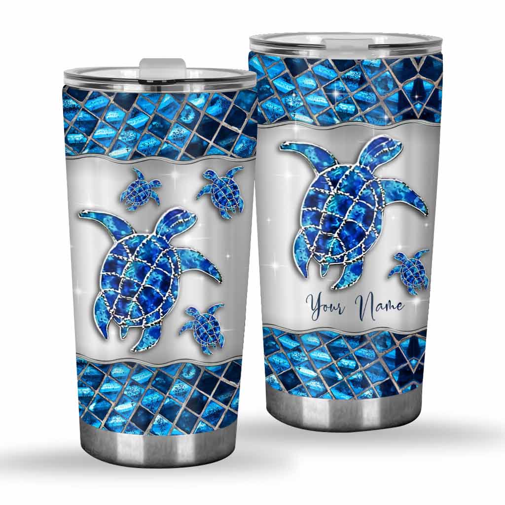 Gobelet personnalisé Salty Lil Beach Blue - Motif tortue