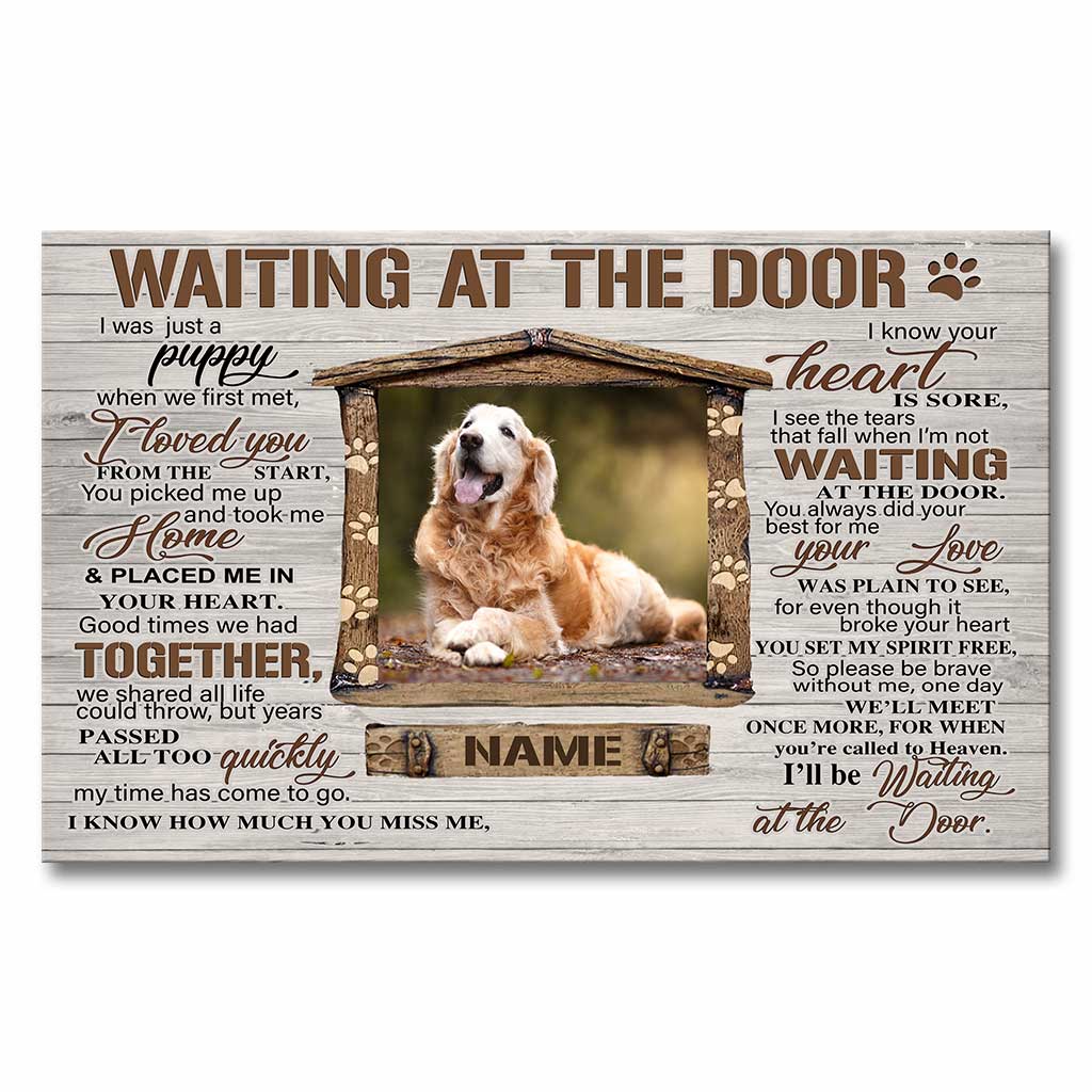 Attendre à la porte - Toile et affiche personnalisées pour chien