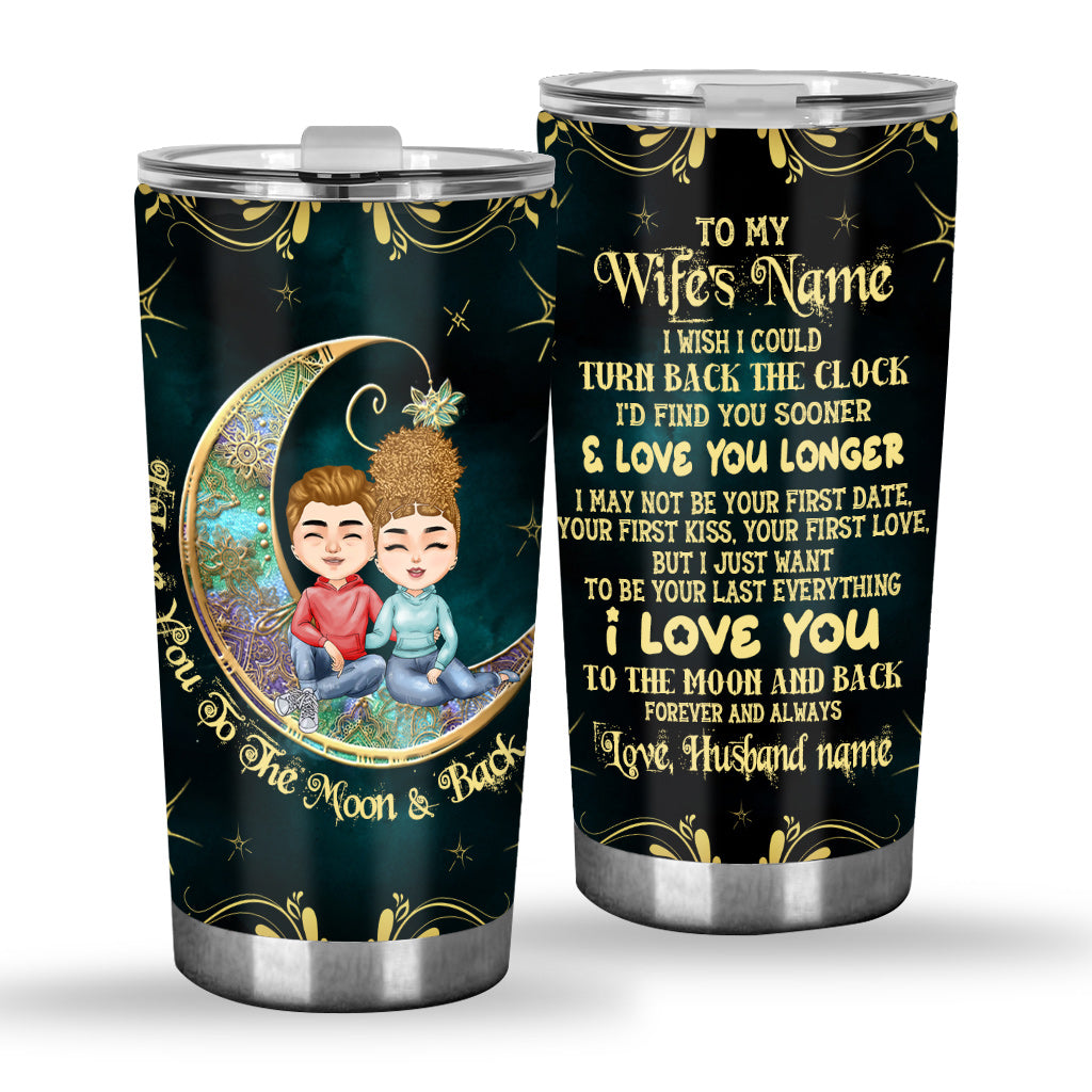 Je t'aime jusqu'à la lune - Gobelet isotherme personnalisé pour couple