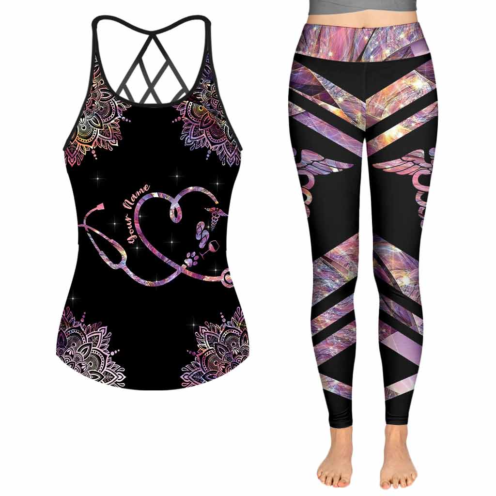 Je suis une femme simple - Débardeur et legging personnalisés « Infirmière » avec croix