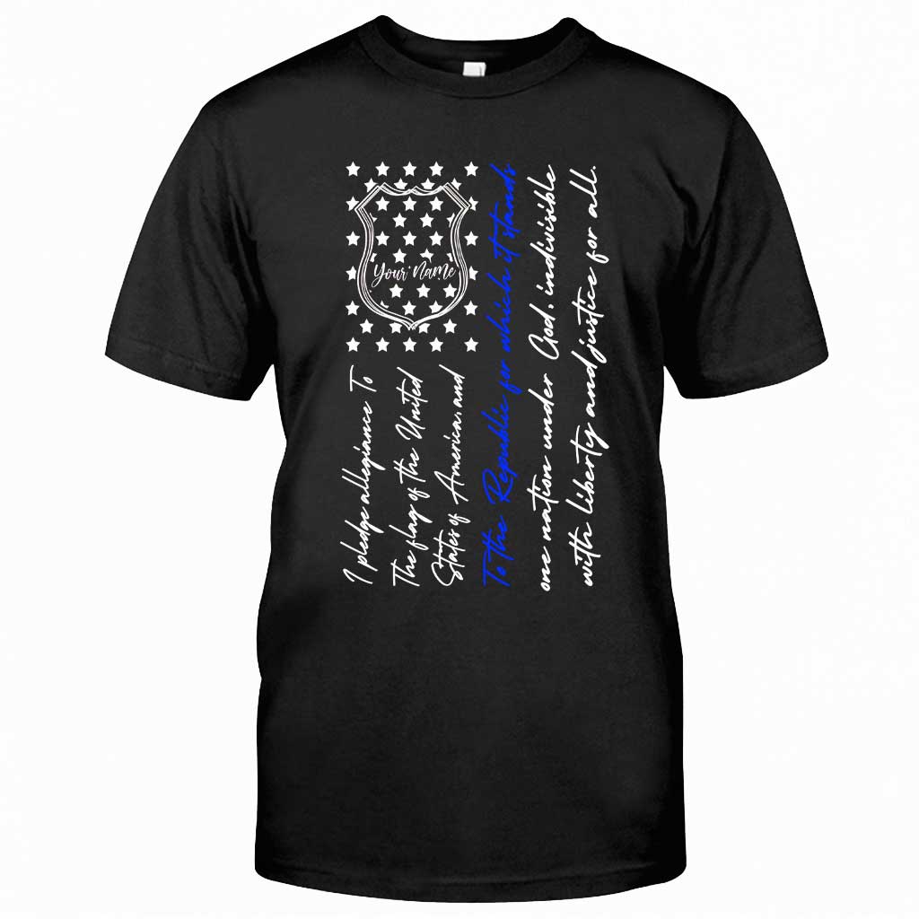 Insigne de police et serment d'allégeance - T-shirt et sweat à capuche personnalisés pour la fête de l'Indépendance