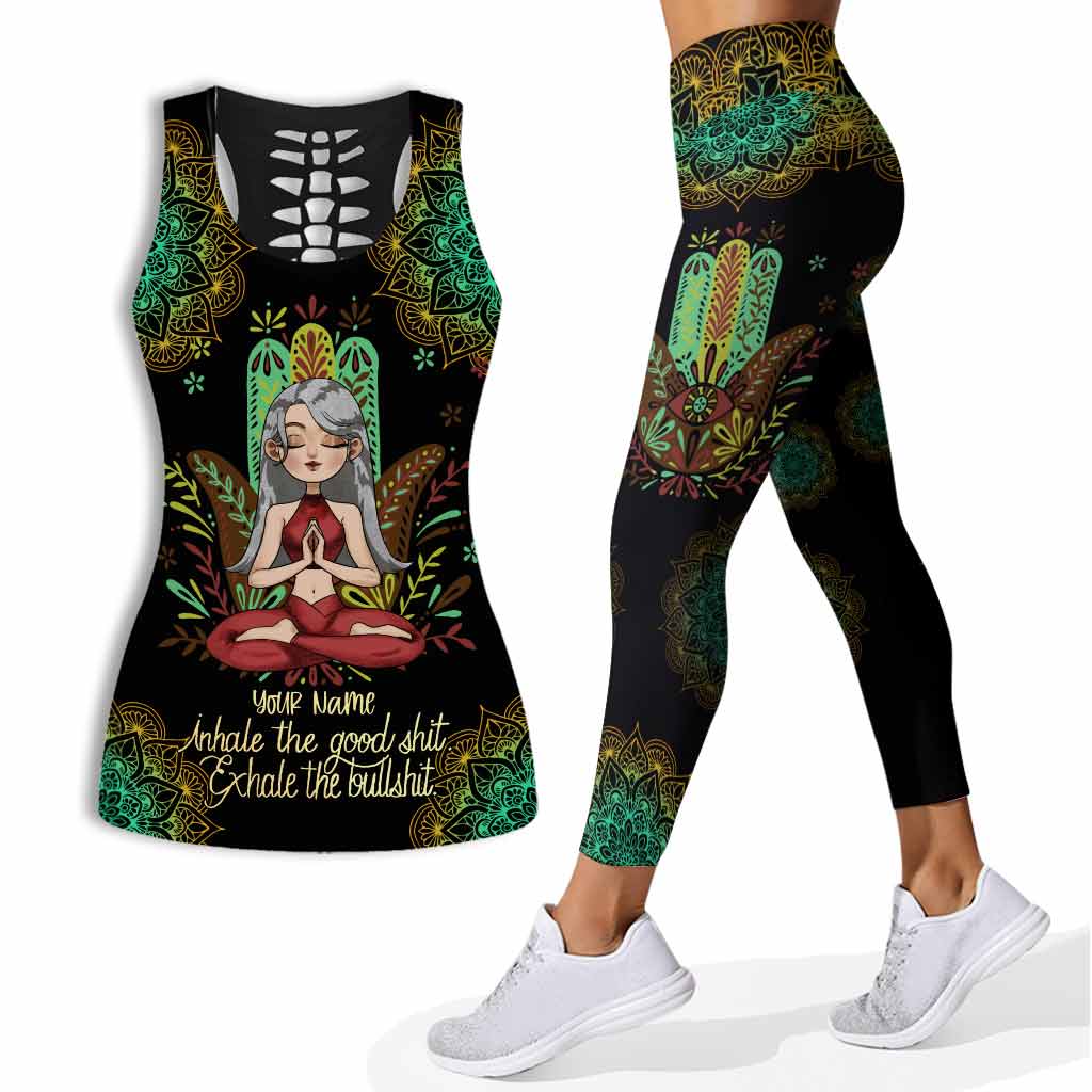 Inspirez le bien - Débardeur et legging de yoga personnalisés Inhale The Good