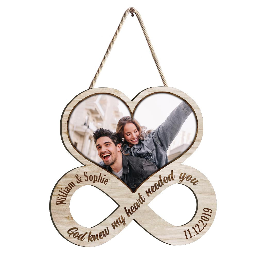 Dieu savait que mon cœur avait besoin de toi - Panneau en bois personnalisé pour couple
