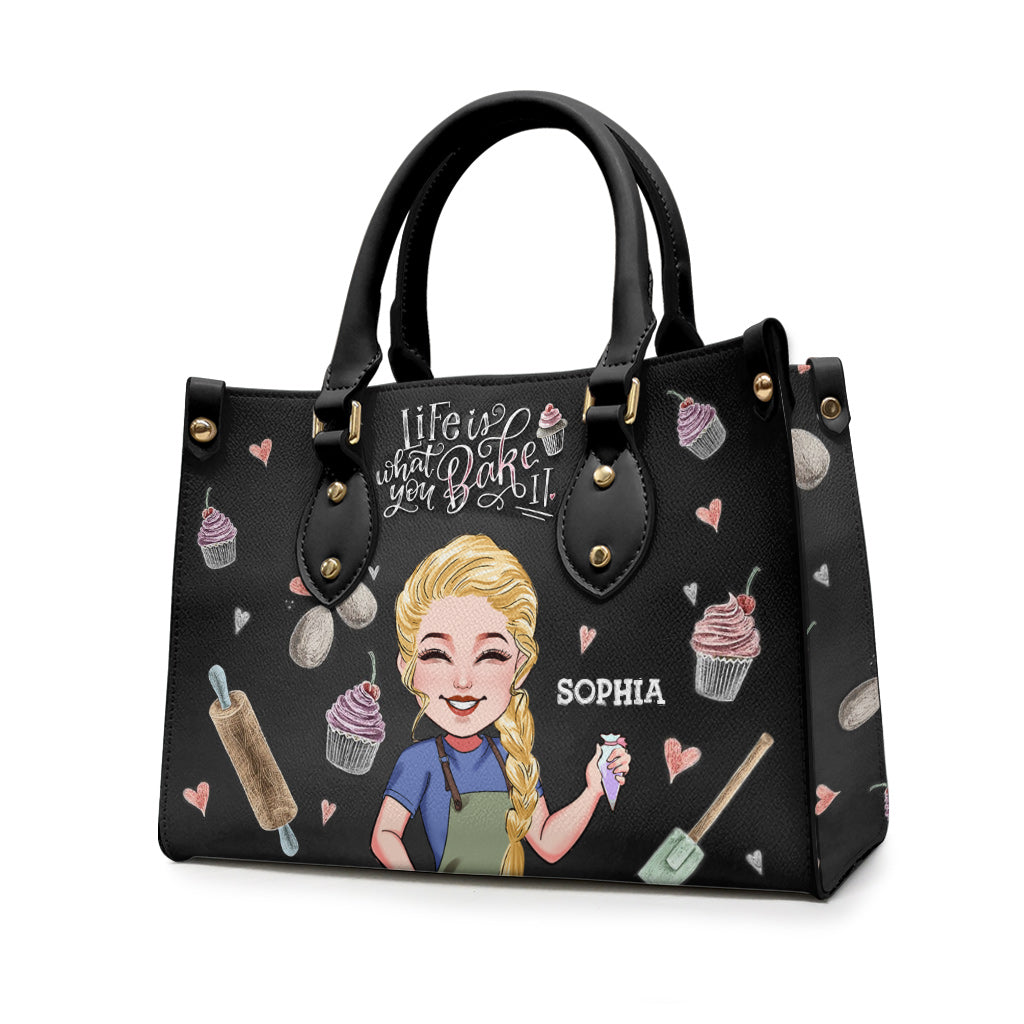 La vie est ce que vous en faites - Sac à main en cuir personnalisé pour la pâtisserie