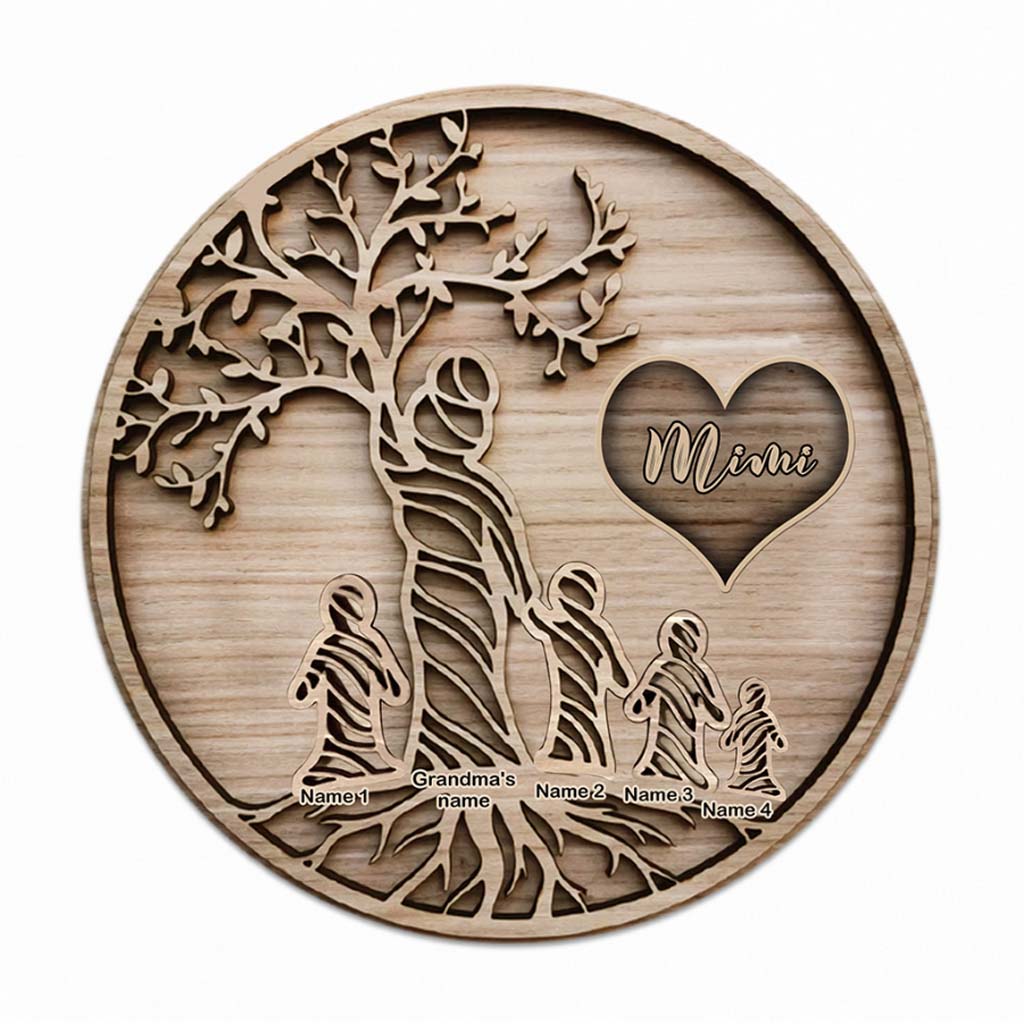 Tu es le monde - Panneau rond en bois personnalisé pour la fête des mères, avec motif 3D imprimé