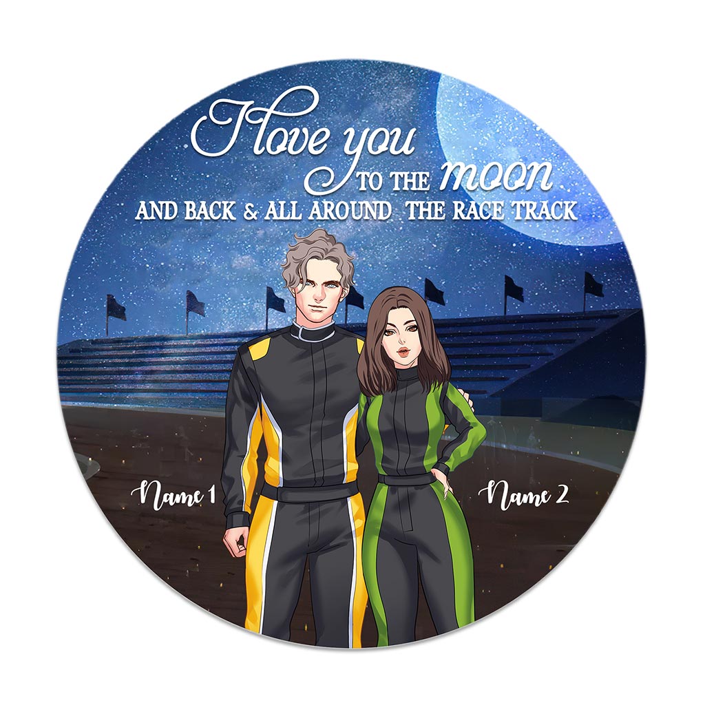 Toi et moi, on gère ! - Panneau rond en bois personnalisé pour course automobile