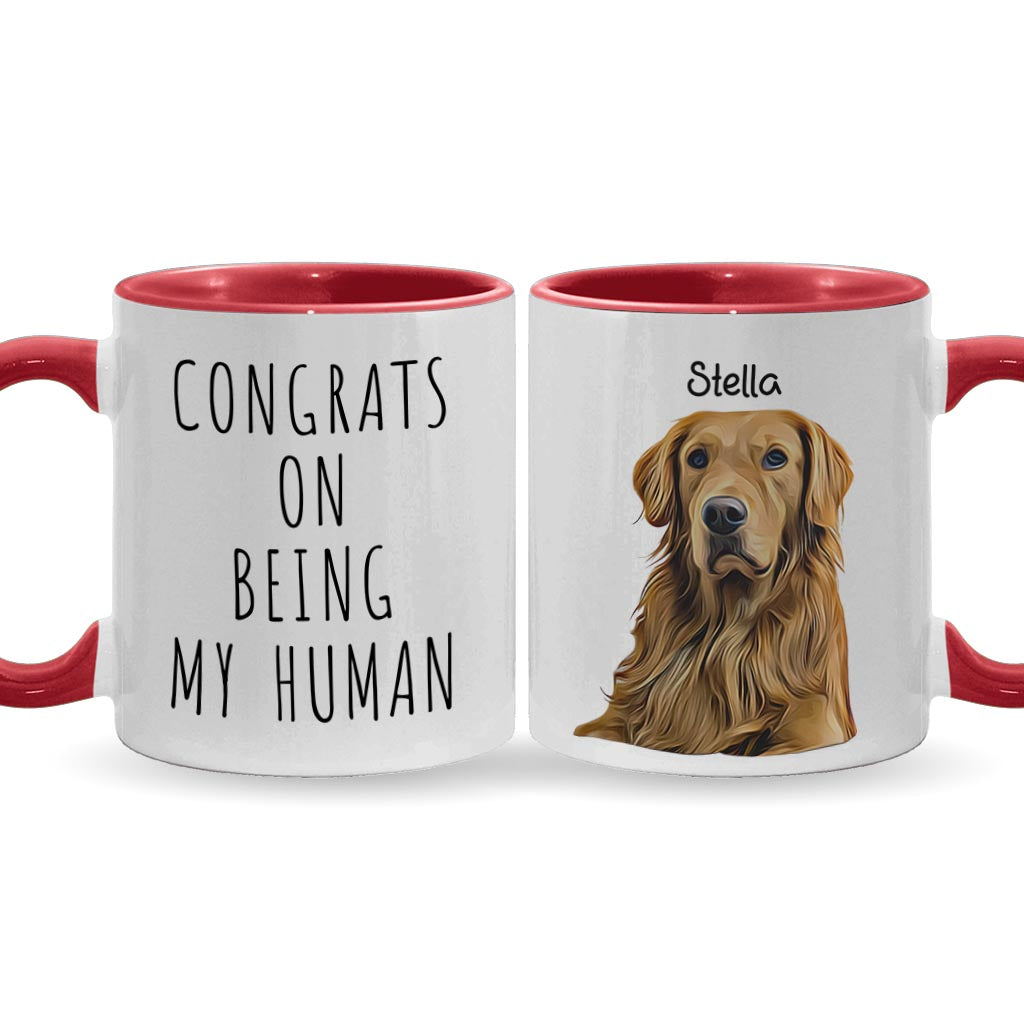 Félicitations pour être mon humain ! – Mug personnalisé avec motif chien