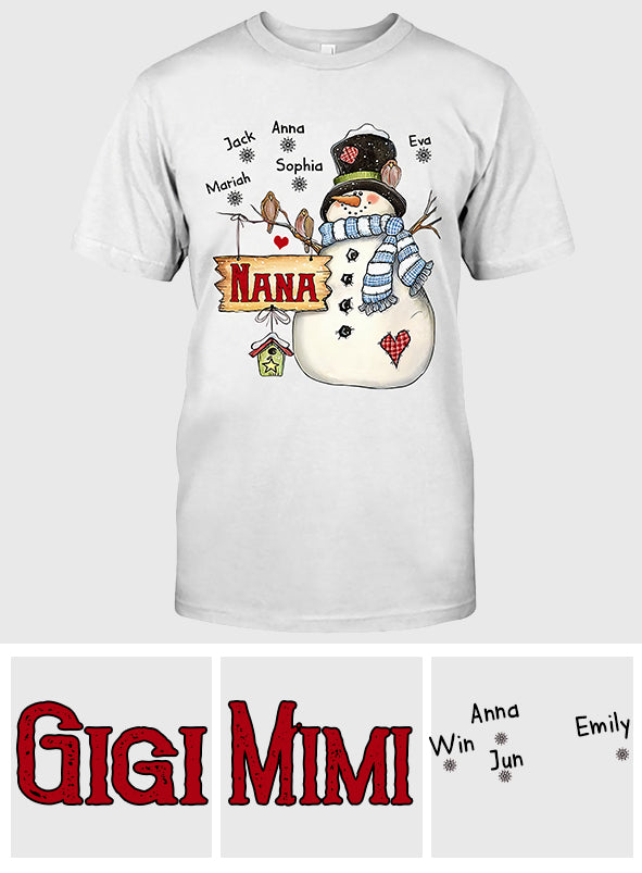 T-shirt et sweat à capuche personnalisés « Nana Snowman » pour grand-mère