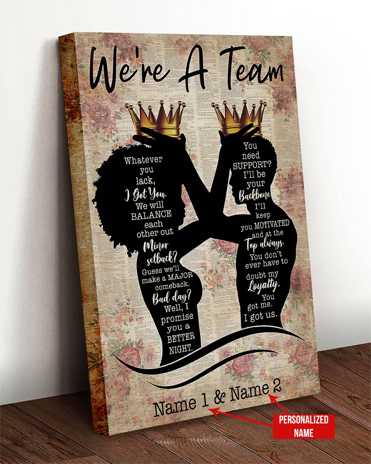 We're A Team - Personalized Couple Canvas and Poster 0124