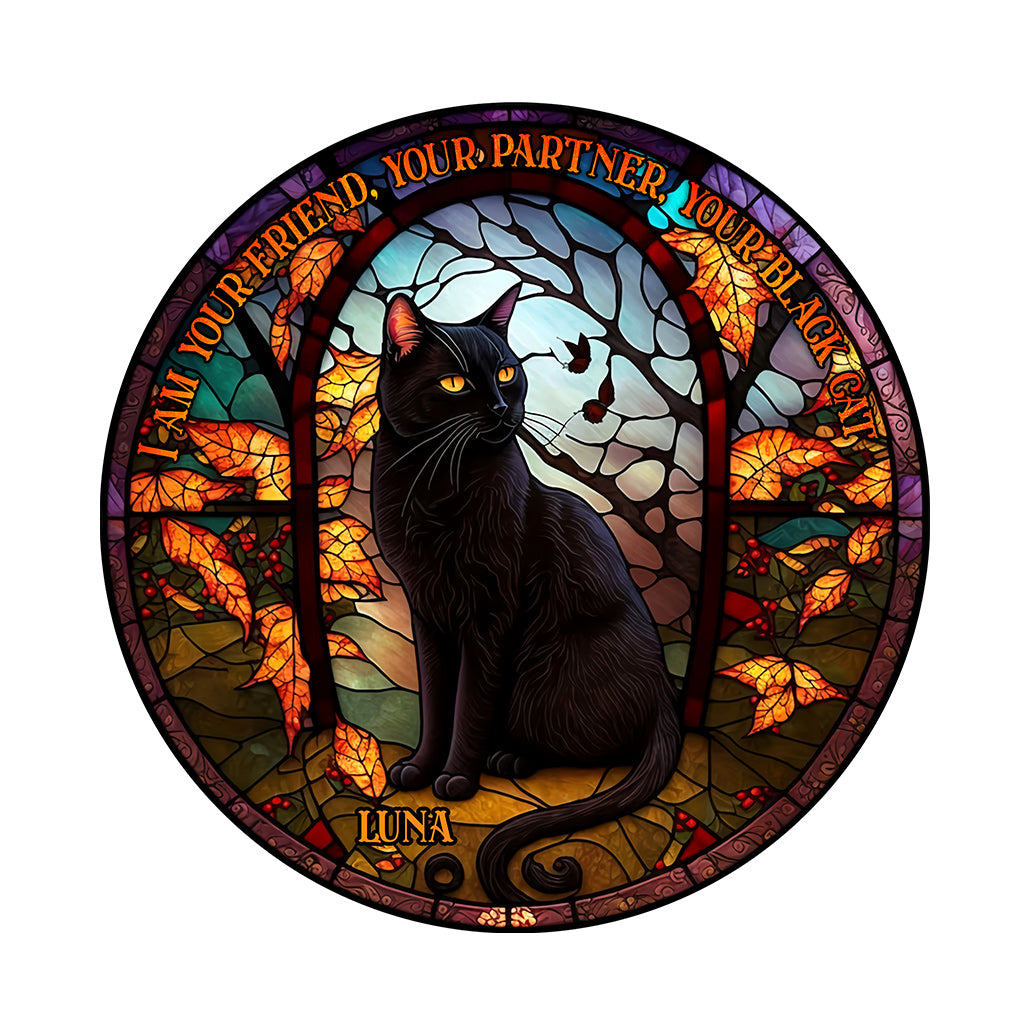 Black Cat - Personalized Black Cat Shaped Doormat