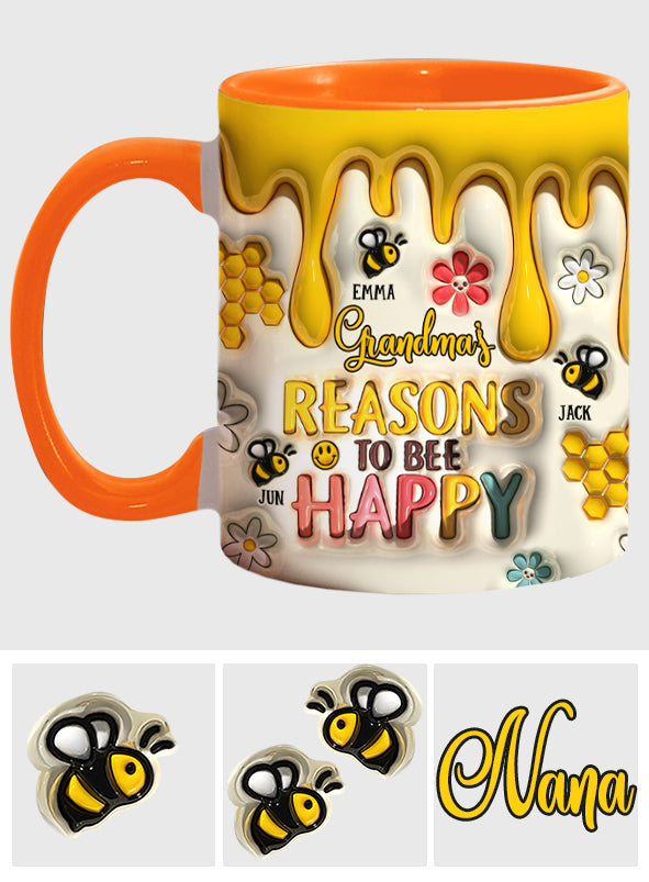 Grandma’s Reasons To Bee Happy - Gift for grandma - Personalized Accent Mug