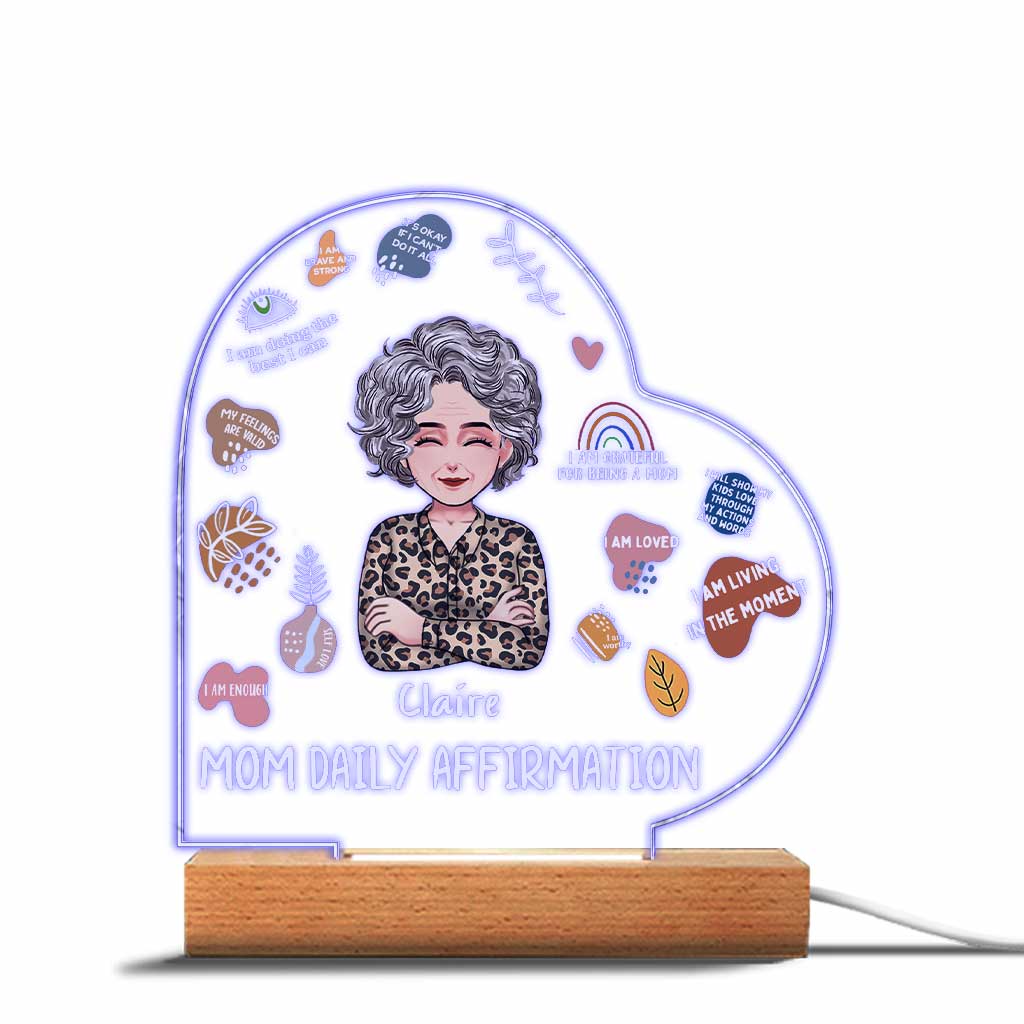 Affirmation quotidienne pour maman - Plaque lumineuse personnalisée en forme de maman pour la fête des mères