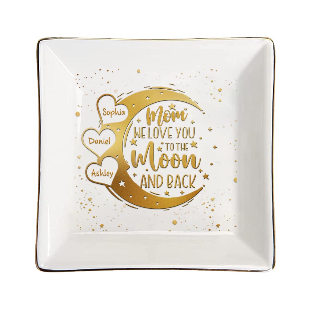 Je t'aime jusqu'à la lune et retour - Cadeau pour maman, grand-mère, grand-père, oncle, tante, papa - Porte-bijoux personnalisé