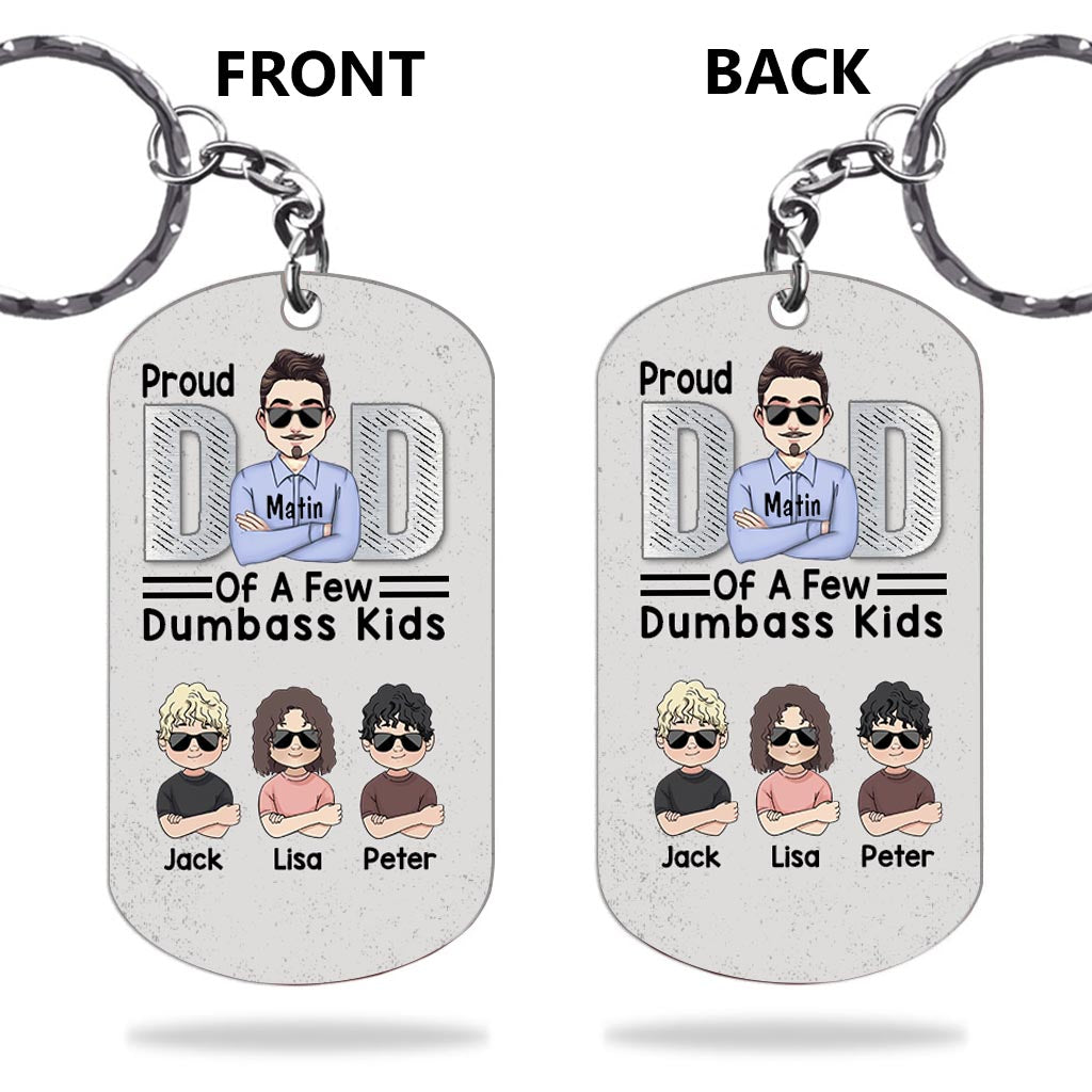 Fier papa de quelques enfants - Porte-clés personnalisé en acier inoxydable pour la fête des pères