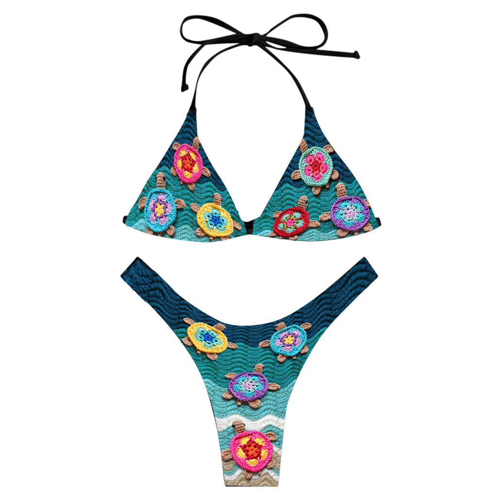 J'adore les tortues - Maillot de bain bikini triangle tortue