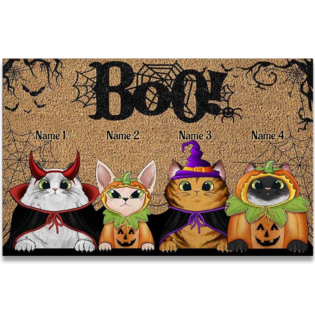 Paillasson personnalisé Chat pour Halloween - Boo Halloween
