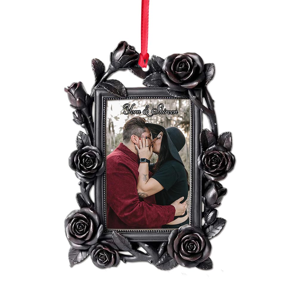 Love Roses - Personalized Christmas Couple Ornament (Printed On Both Sides)
