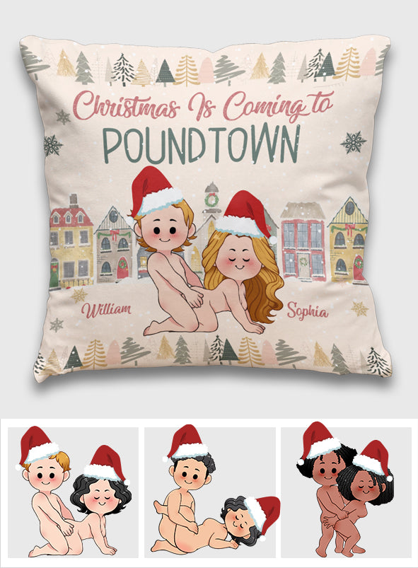 Joyeux Noël à Poundtown - cadeau pour mari, petit ami, petite amie - Coussin décoratif personnalisé