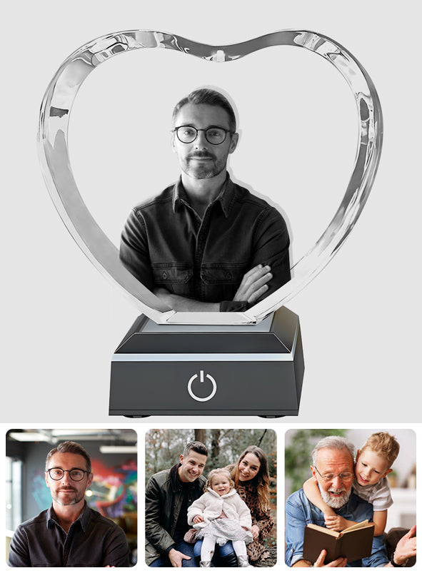 Lampe en cristal 3D en forme de cœur avec gravure laser personnalisée pour votre oncle