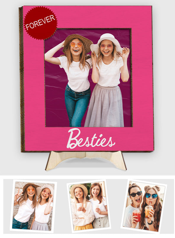 Meilleures amies pour toujours - Plaque en bois personnalisée à 2 couches
