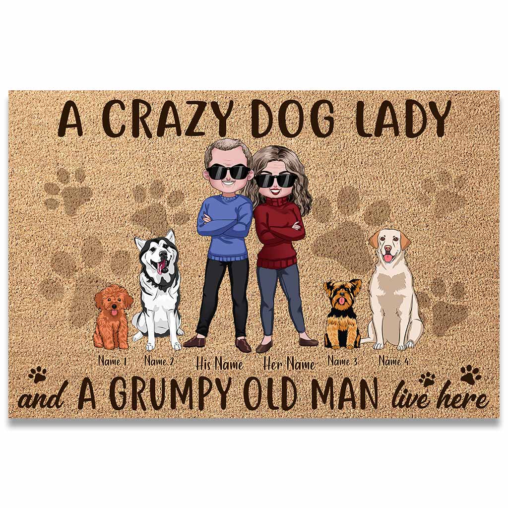 A Crazy Dog Lady - Personalized Doormat With Coir Pattern Print