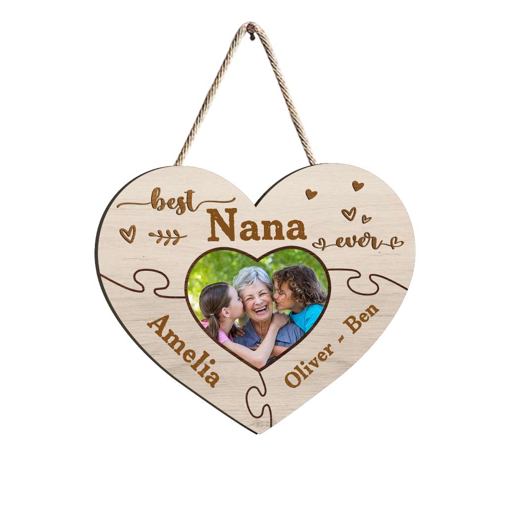 Meilleure mamie du monde - Cadeau pour grand-mère, grand-père, maman, papa, tante, oncle, sœur, frère - Panneau en bois personnalisé