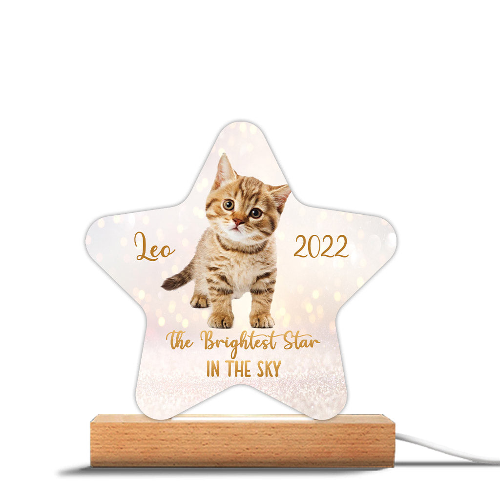 The Brightest Star In The Sky - Cat gift for who lose cat - Personalized Shaped Plaque Light Base