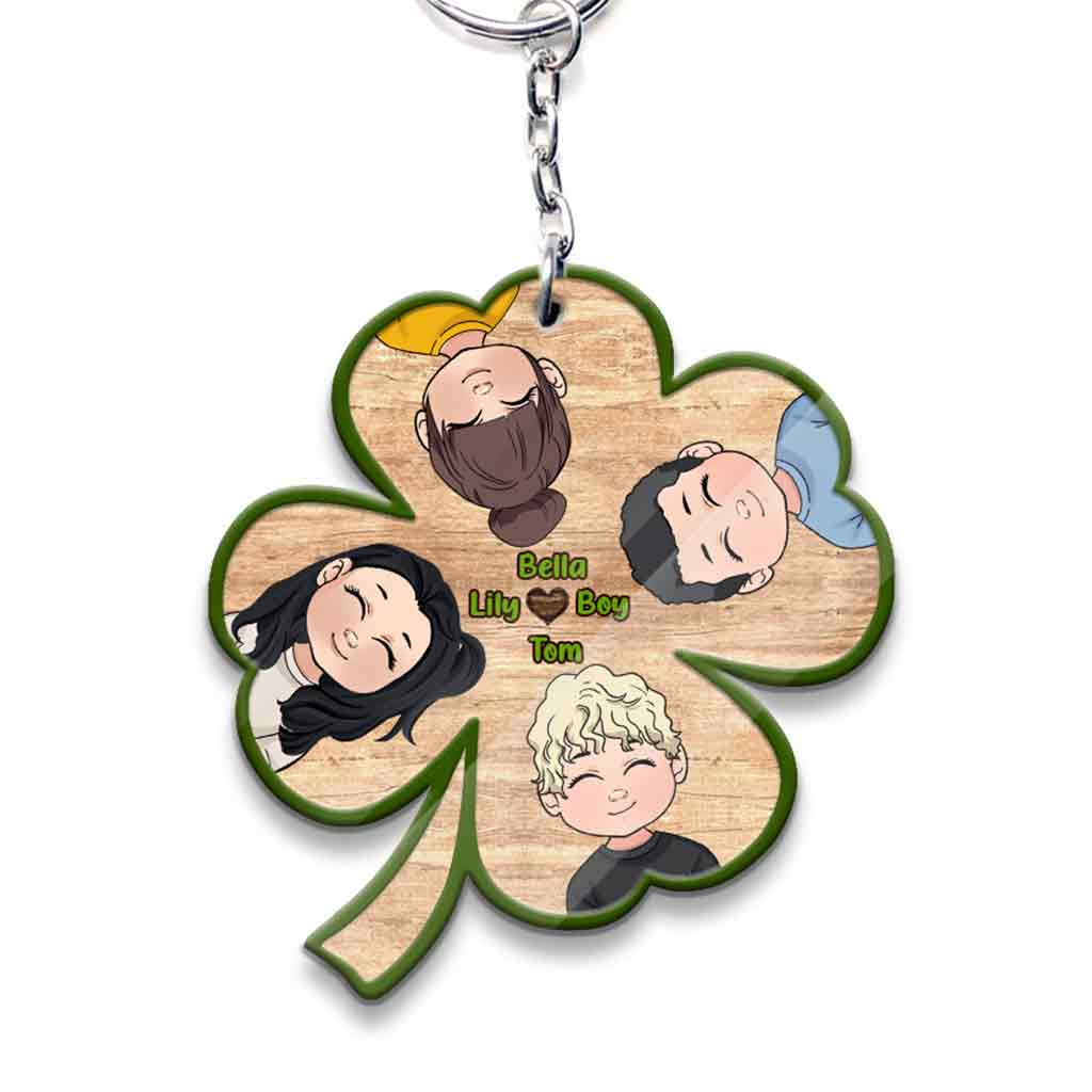 Lucky Charms - Personalized Father's day Grandpa Keychain (Printed On Both Sides)