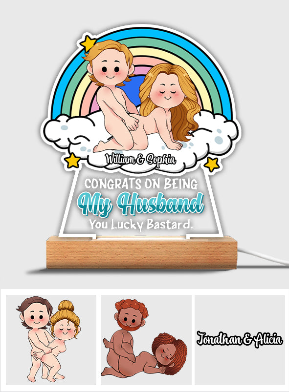 Congrats On Being My Husband - gift for husband, wife - Personalized Shaped Plaque Light Base