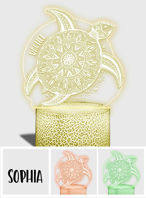 Plaque lumineuse personnalisée en forme de tortue « Love Turtle »