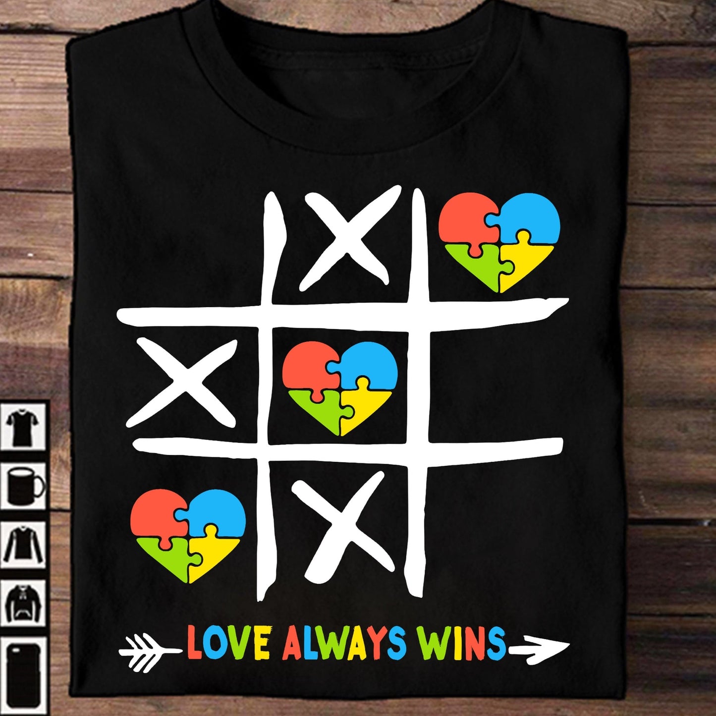 T-shirt et sweat à capuche « Love Always Win » (Sensibilisation à l’autisme) 0523
