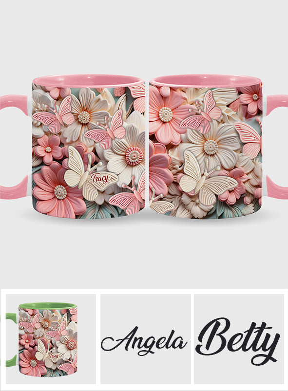 Mug personnalisé à motif papillon - Papillons et fleurs