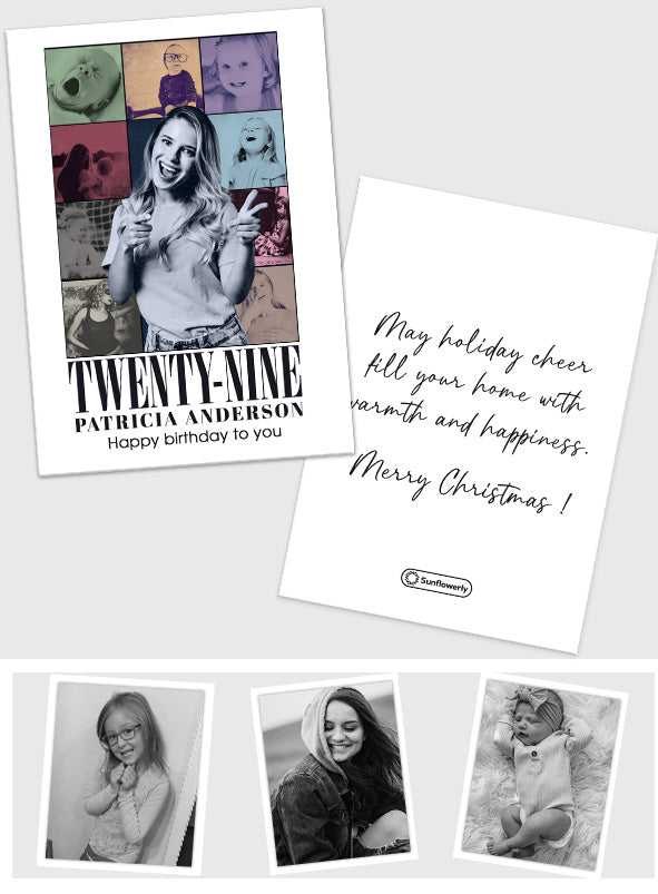 Carte de vœux personnalisée avec message et photo