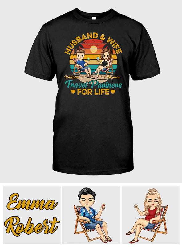 Husband And Wife Travel Partners - Personalized Couple T-shirt and Hoodie