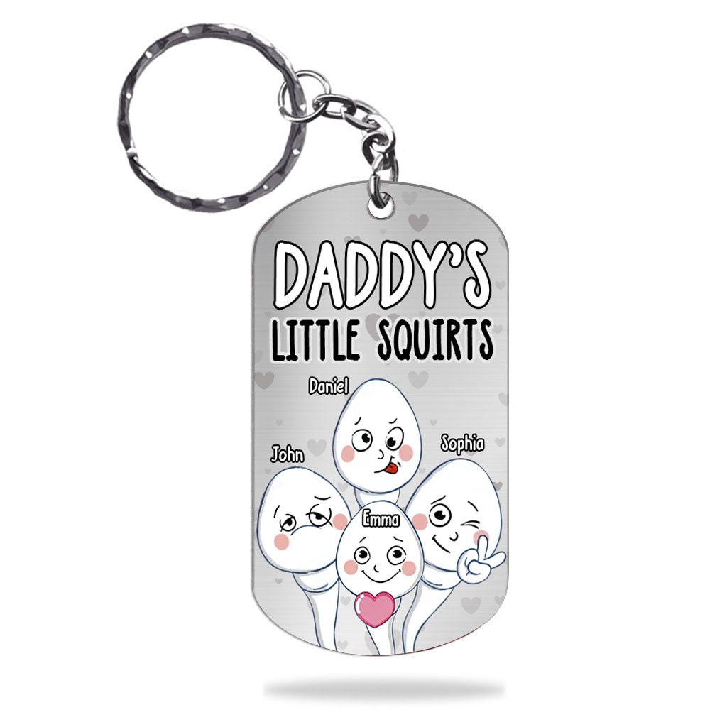Dad's Little Squirts - Personalized Father Stainless Steel Keychain