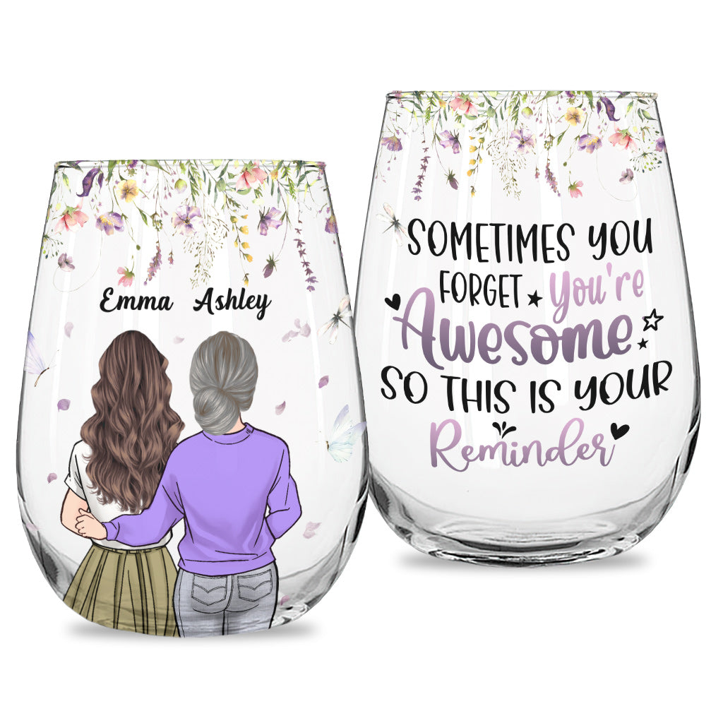 Tu es géniale ! - Verre à vin personnalisé pour la fête des mères.
