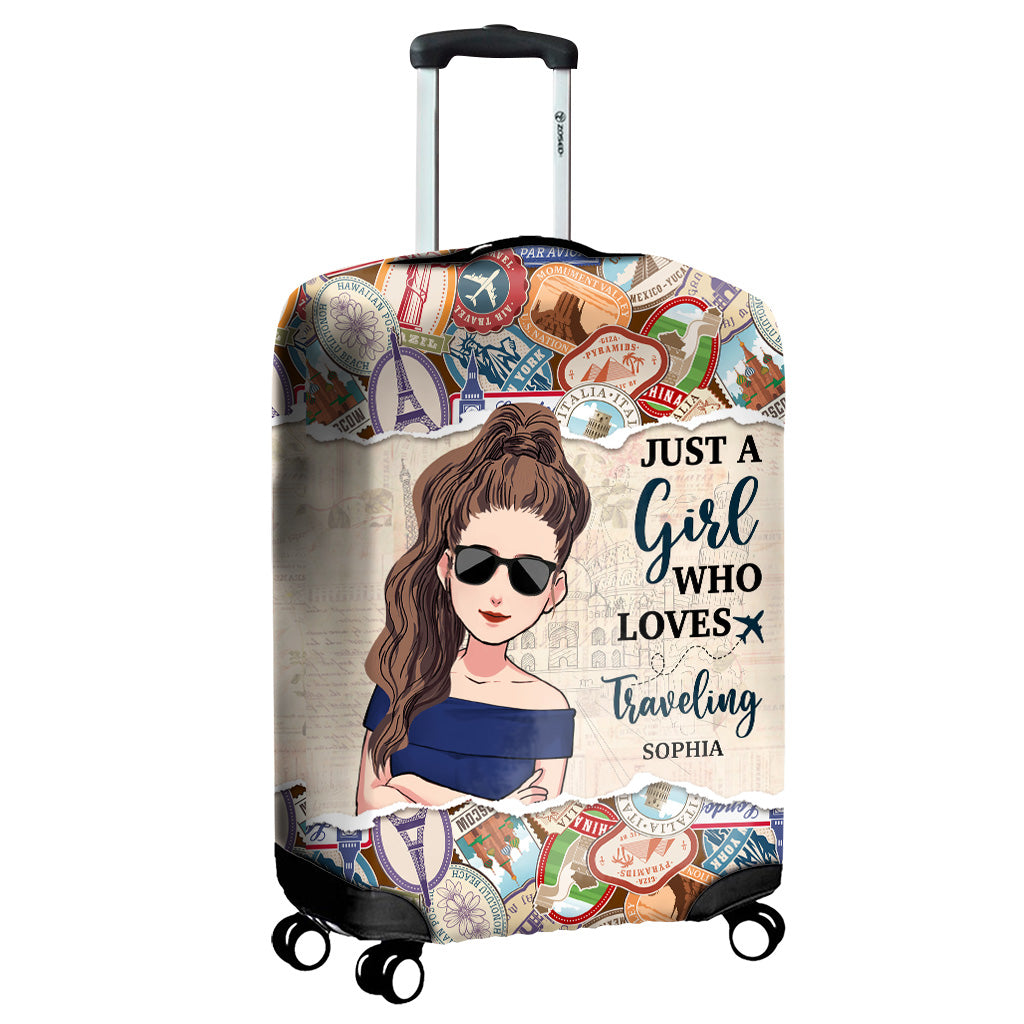 Une fille qui adore voyager - Housse de valise personnalisée