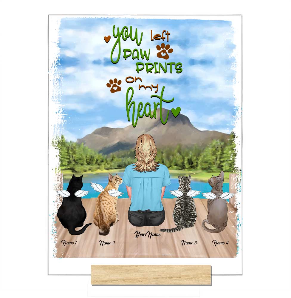 Tu as laissé des empreintes sur mon cœur - Plaque acrylique transparente personnalisée pour chat