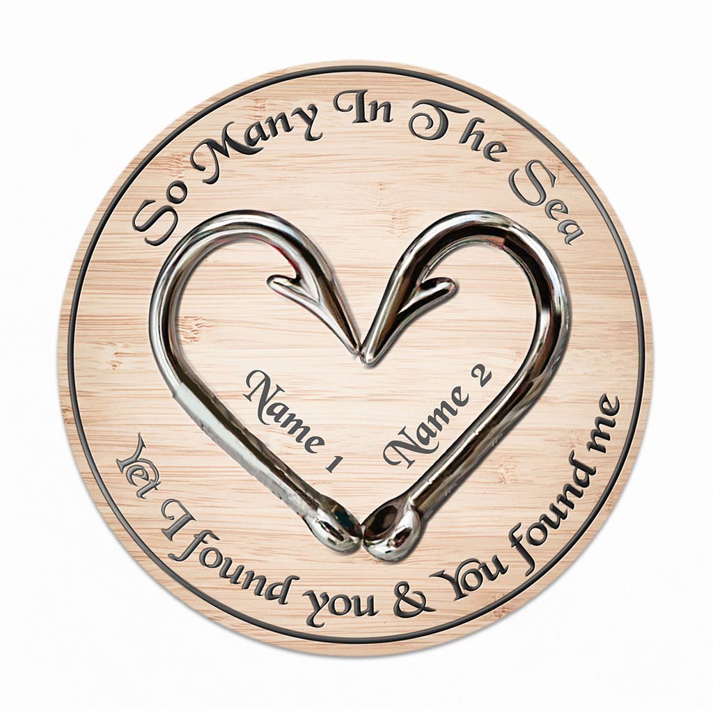 Tant de monde en mer - Panneau rond en bois personnalisé « Pêche »