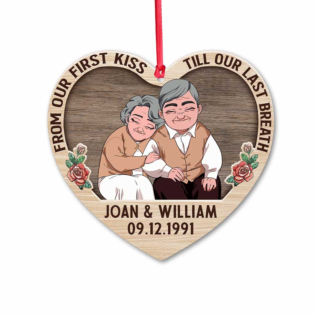 From Our First Kiss - Personalized Christmas Couple Ornament (Printed On Both Sides)