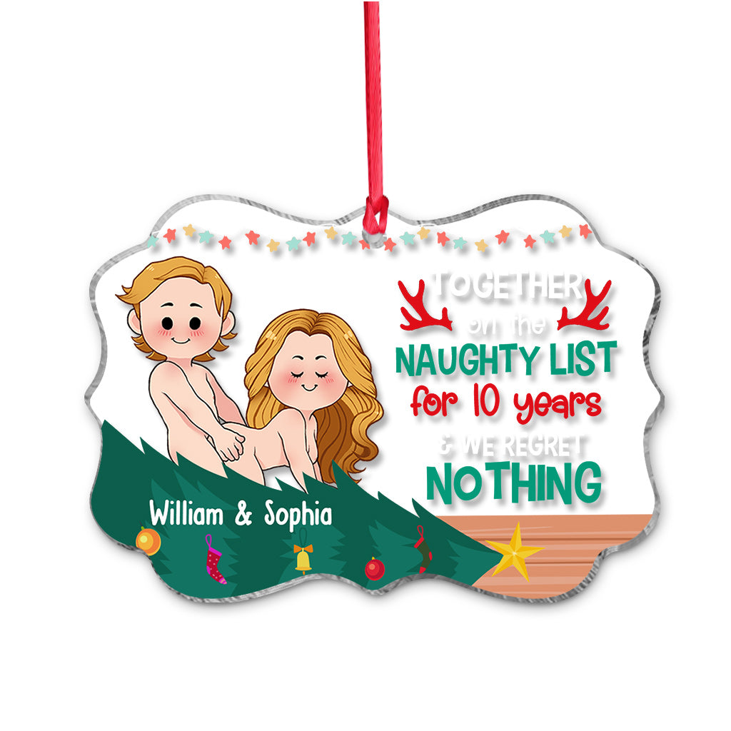 Together On The Naughty List - Personalized Couple Transparent Ornament