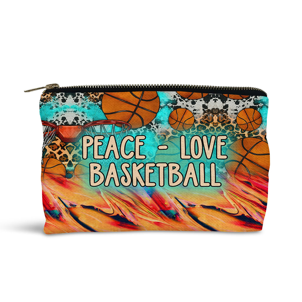 Sac de basket personnalisé Peace Love Basketball Leopard - Pochette de basket personnalisée