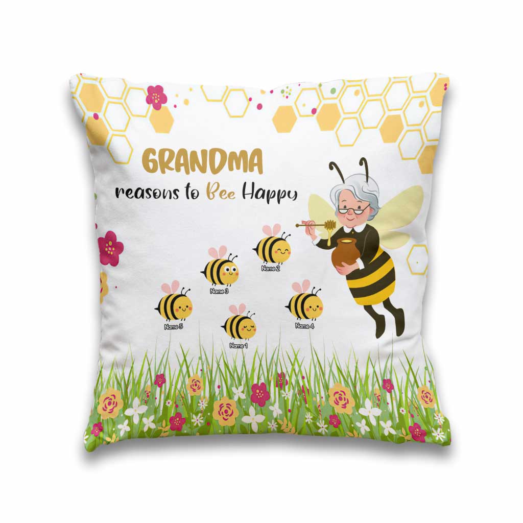 Coussin décoratif personnalisé « Grand-mère, raisons d'être heureuse » pour la fête des mères