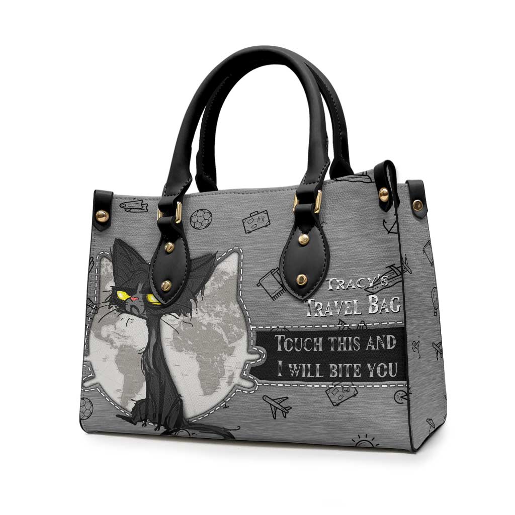 Touchez-moi et je vous mords - Sac à main de voyage en cuir personnalisé