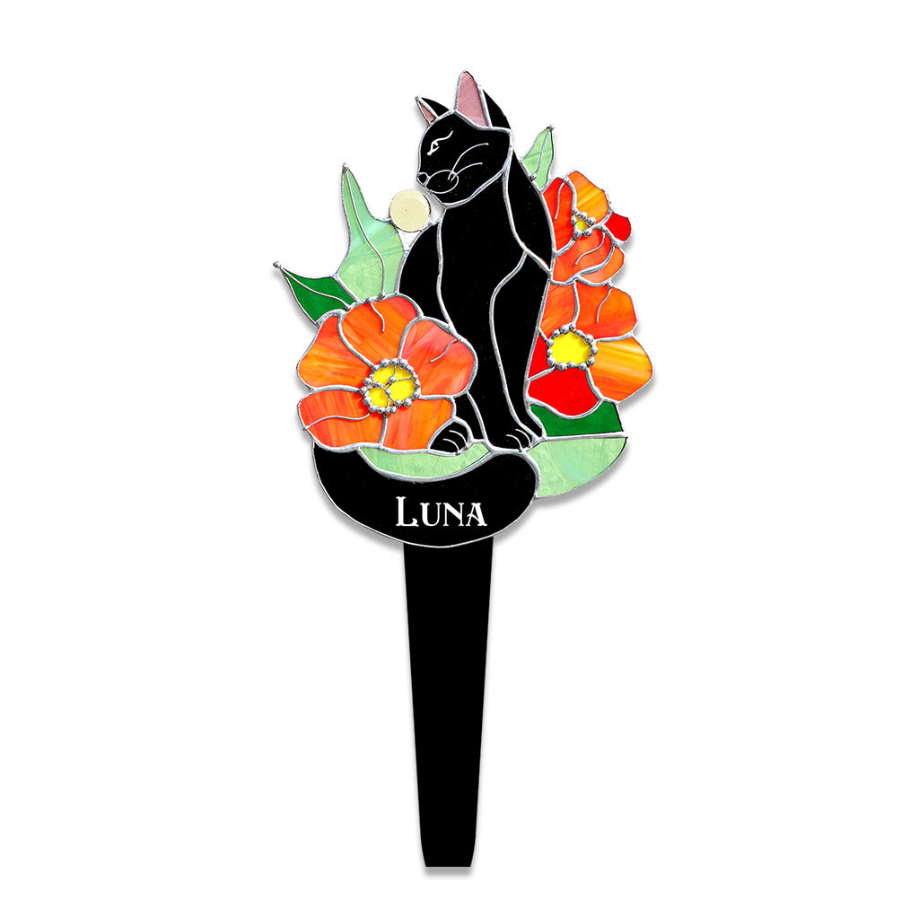 Chat noir - Panneau de jardin personnalisé en acrylique avec chat noir